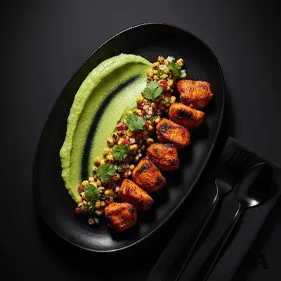Green Hummus with Garlic Chicken